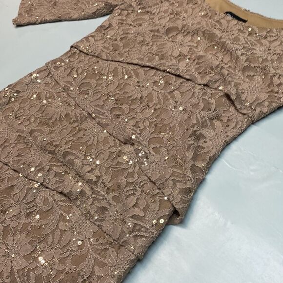 Sequined Layered Office Party Dress With Sleeves - Picture 12 of 13